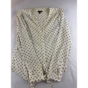 Talbots‎ Polka Dot Blouse Tie Front Long Sleeve Button Down Top Size S
